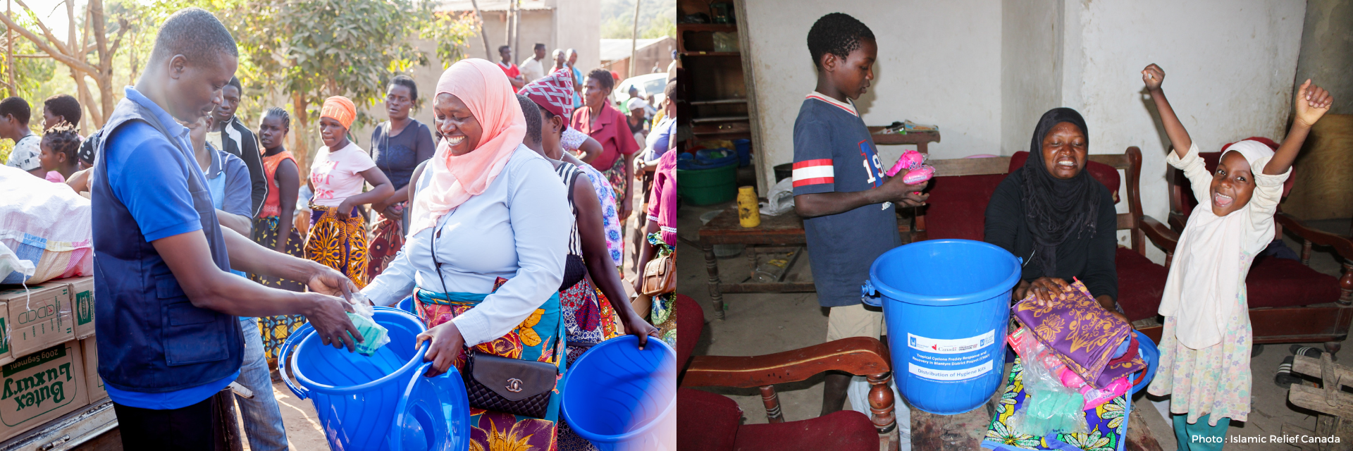 Photos of Elifa receiving the aid