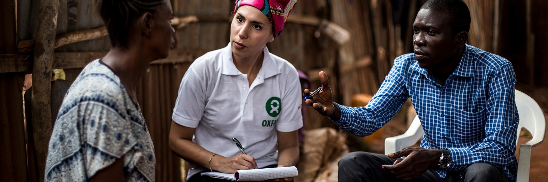 Interviewing displaced persons, living in a church in Kasai, DRC