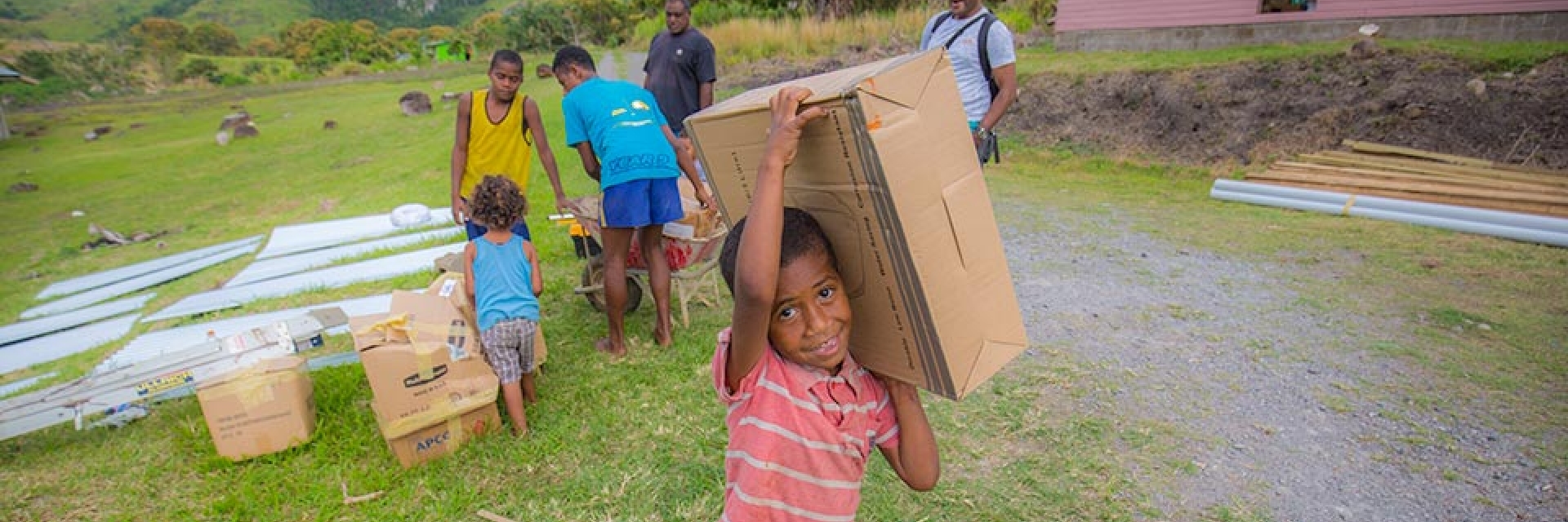 Everyone helping reconstruction after cyclone in Fiji